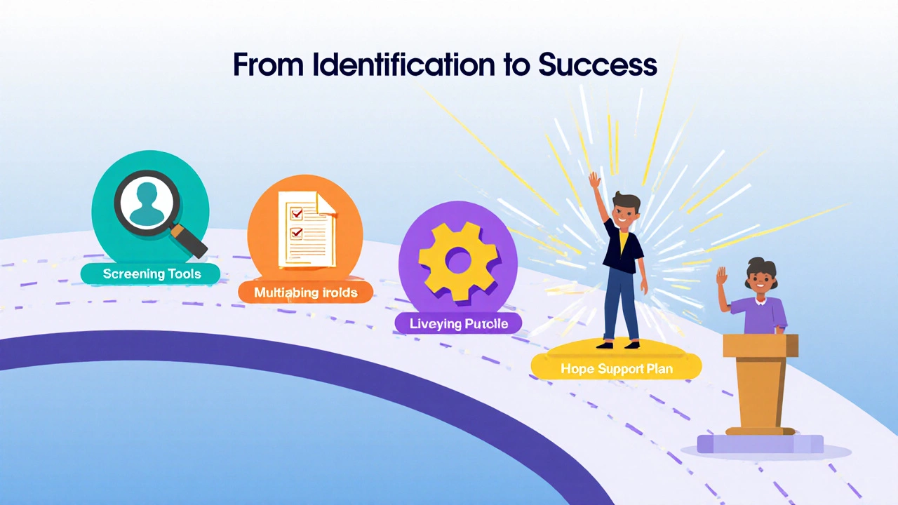 Illustrated roadmap showing steps from identifying SEN to successful learning.