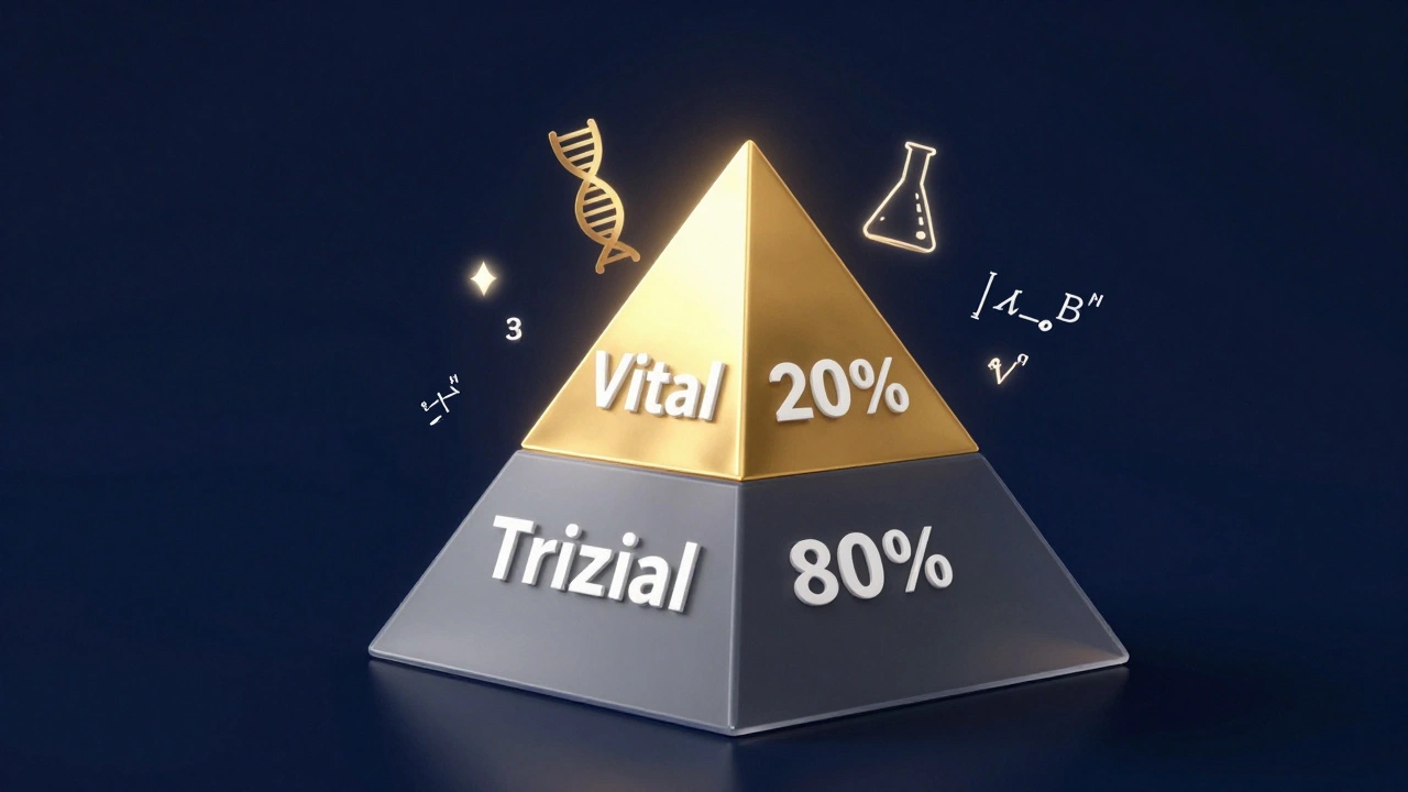 A 3D pyramid showing a small glowing golden top and a larger dim base.