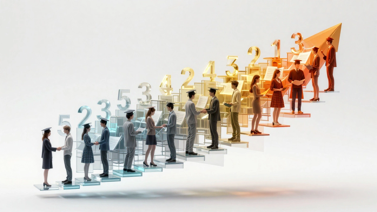 Abstract glass structure showing students and career outcomes