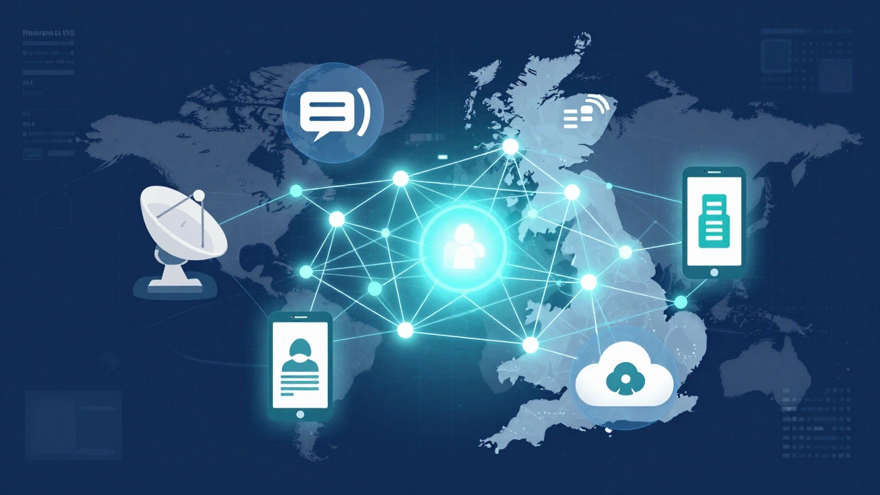 Abstract digital network connecting educational tools and accessibility features