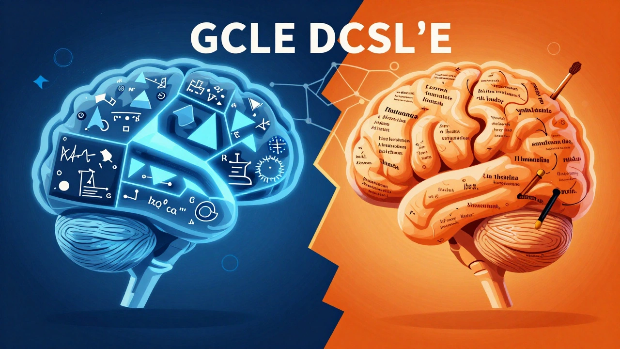 Illustration showing brains processing logic vs creative subjects
