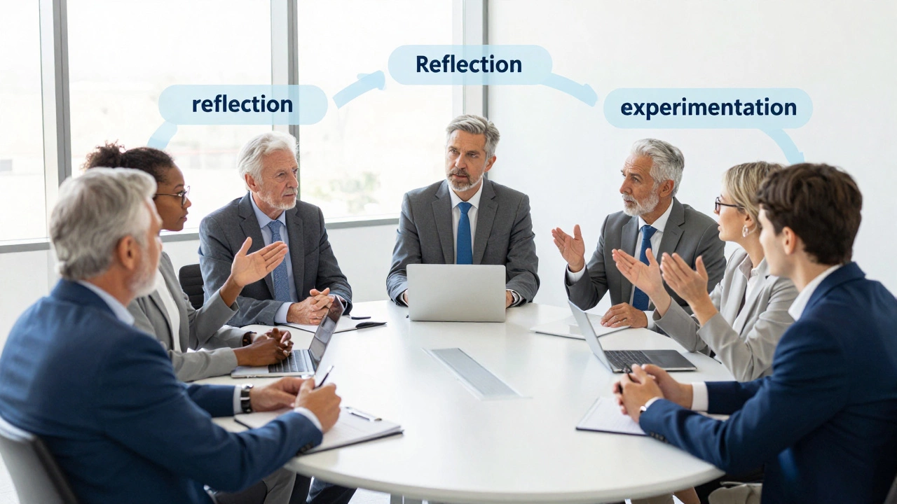 Team of engineers collaborating in a meeting, engaging in a practical problem-solving exercise.