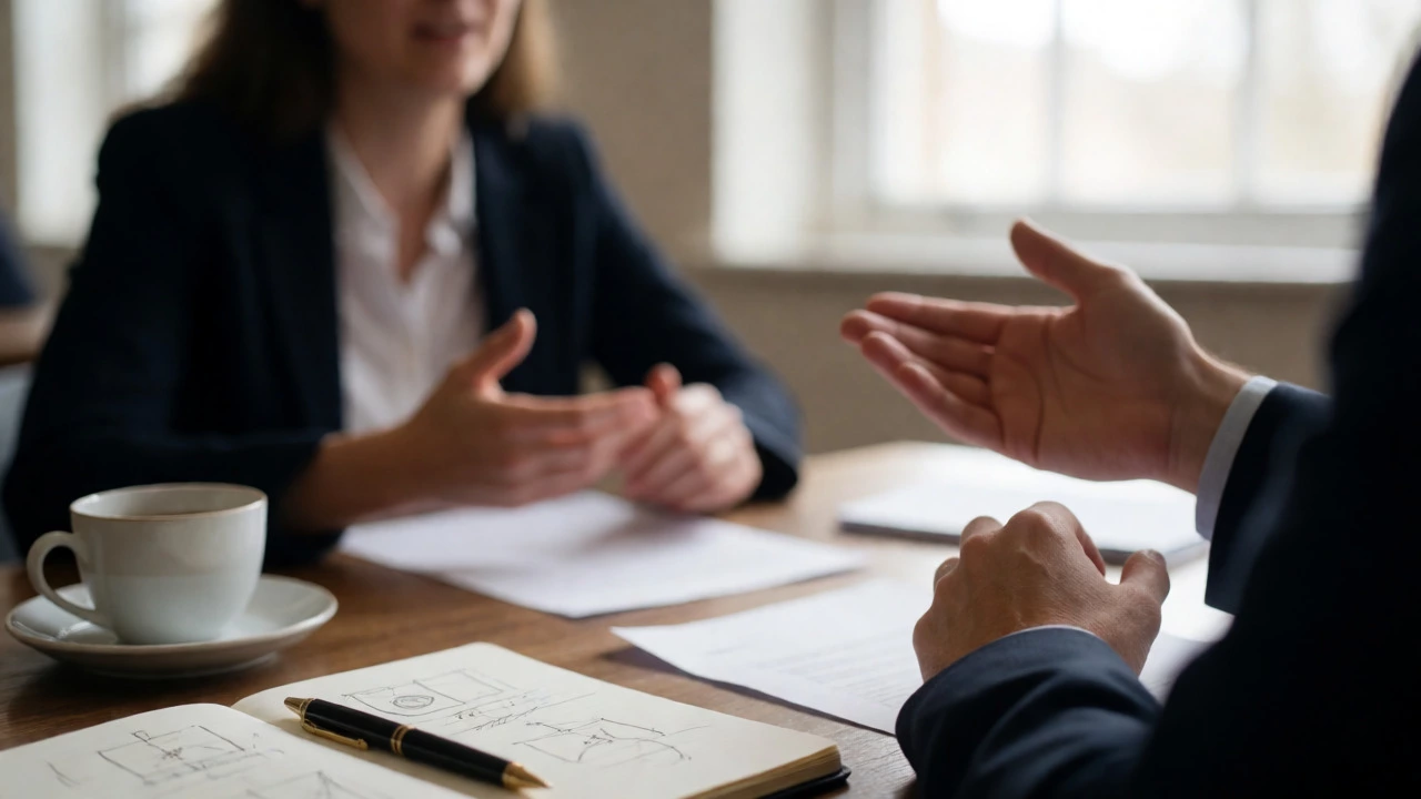 Close-up of an Oxford admission interview with interviewer and candidate.