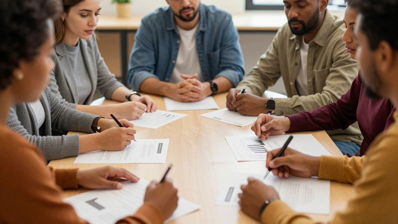 Educators and parents collaborating around a conference table