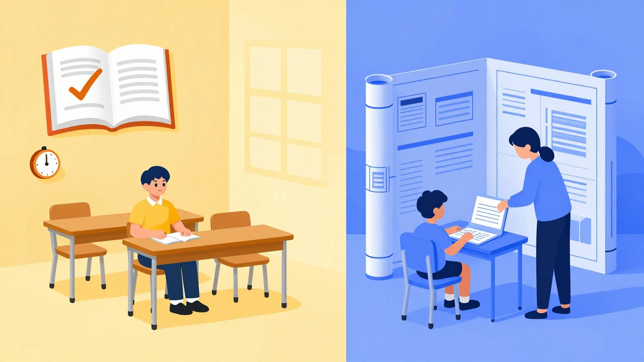 Split illustration comparing standard classroom support vs specialized instruction